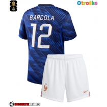 Otroške Nogometnih dresov Francija Bradley Barcola #12 Domači SP 2026 Kratki rokavi (+ hlače)
